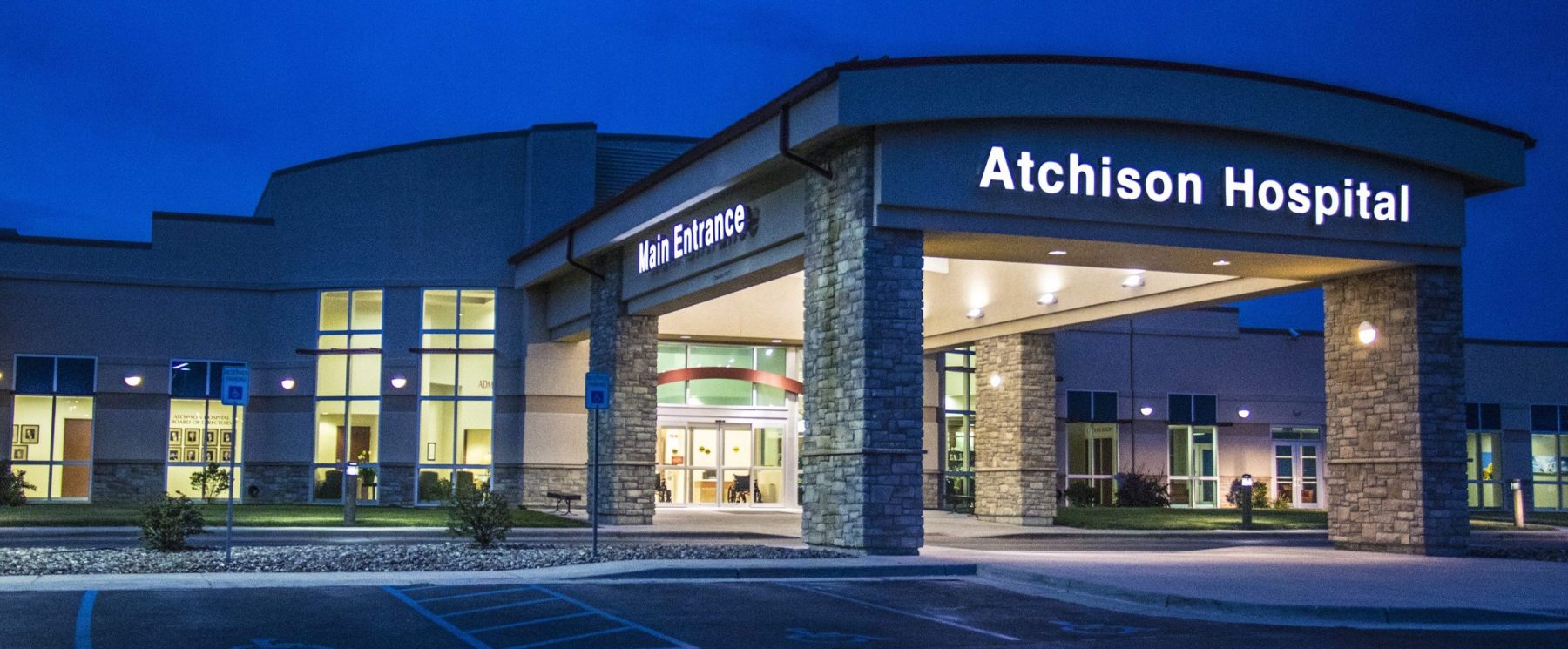 Atchison Hospital at night